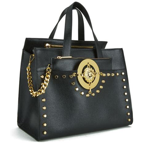 versace collection black leather tote|versus Versace bag.